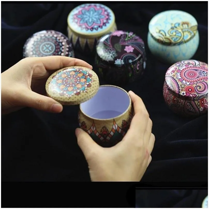 retro flower tea case creative wedding favor classical tin candy box color small gifts storage pot 2 3zs f1