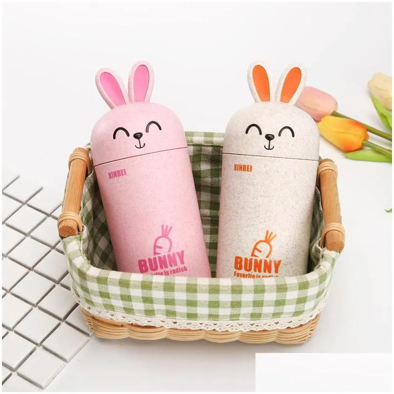 cartoon travel portable water bottle cute bear rabbit high grade kettle kids popular color drink cup 7 7dj ww