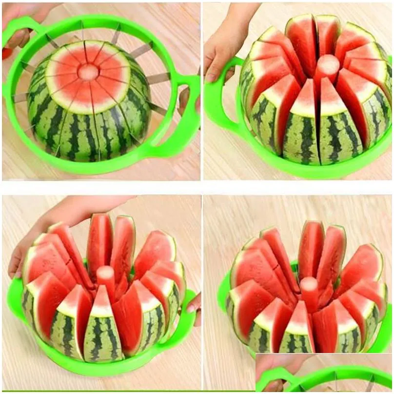 creative watermelon slicer stainless steel fruit vegetable cutter safe with plastic handle multi function kitchen tools durable 10rr