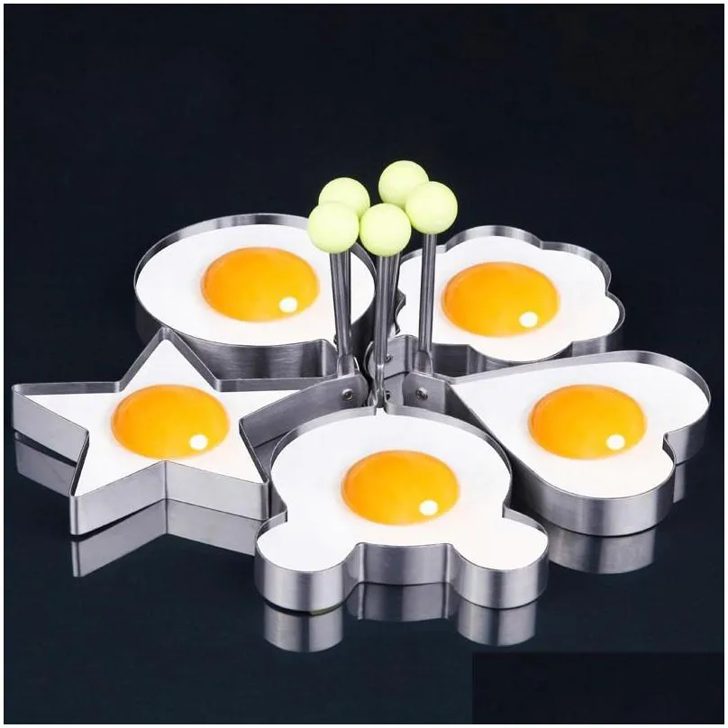 thickening stainless steel mold five pointed star love heart shaped fried egg mould kitchen practical gadget diy 1cj j2