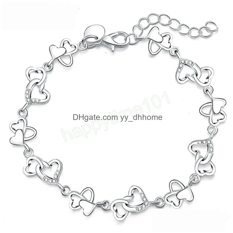 925 sterling silver full heart aaa zircon chain bracelet for women wedding engagement party fashion jewelry