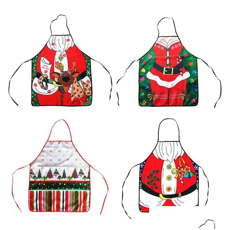 3d printed christmas aprons new year supplies sexy adults women fashion dinner party xmas cooking apron decorations 8 5yw hh