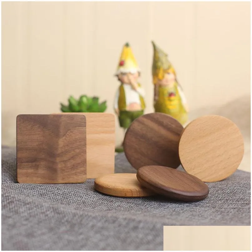 circular solid wood coaster woodiness square diy placemat teapot bowl cup drink japanese table decoration pad 6 8sm g2