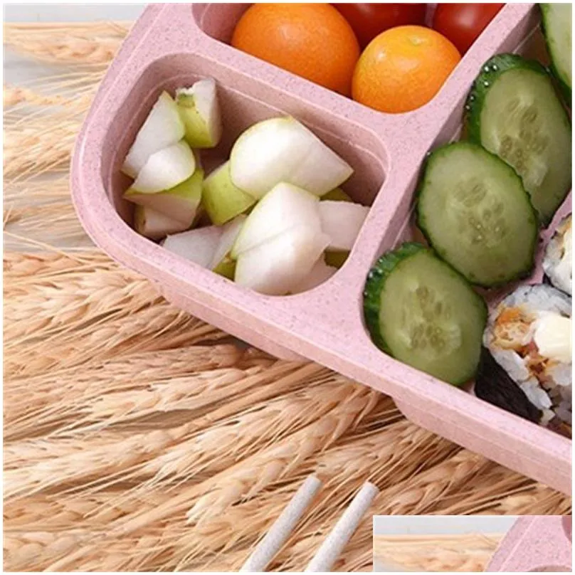 travel outdoors portable lunch boxes plastic square bento cakes cases kitchen separate food storage containers work school 3 2hh