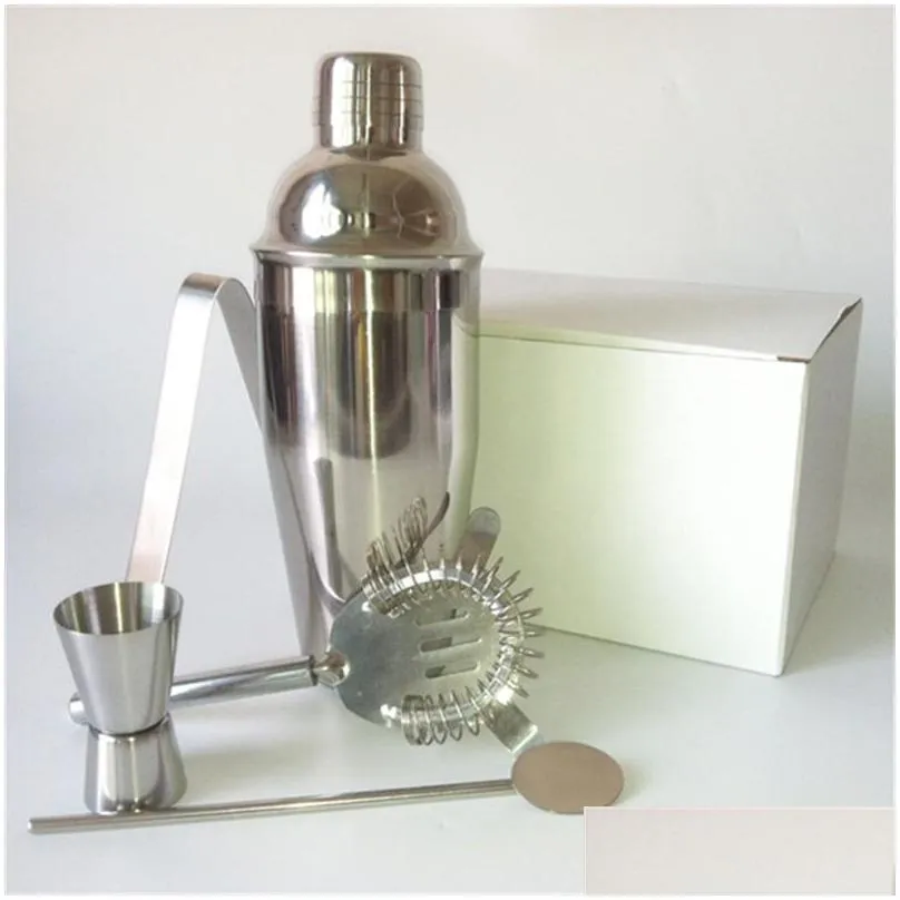 stainless steel wine shaker set silver jigger mixer ice strainer clip spoon shakers kit sturdy for bar tool top quality 27mc4 b
