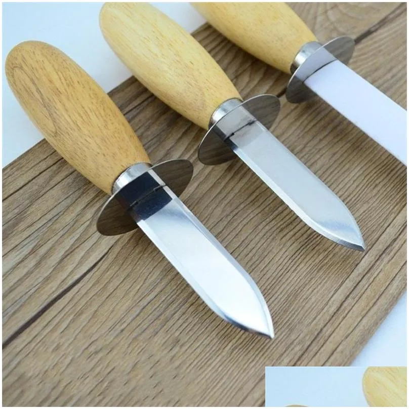 16cm length oyster shucking knife with wooden handle stainless steel food pry knives for home restaurant hotel supplies 2 5ty e1