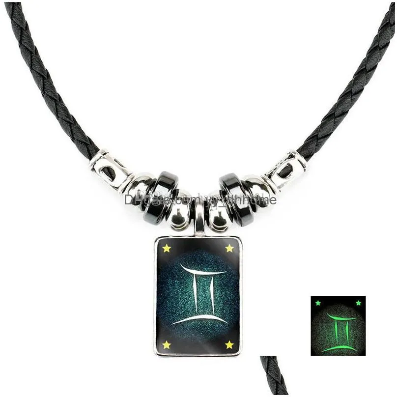 12 constellation necklace glow in the dark sign necklace hematite necklaces fashion jewelry drop 2019 