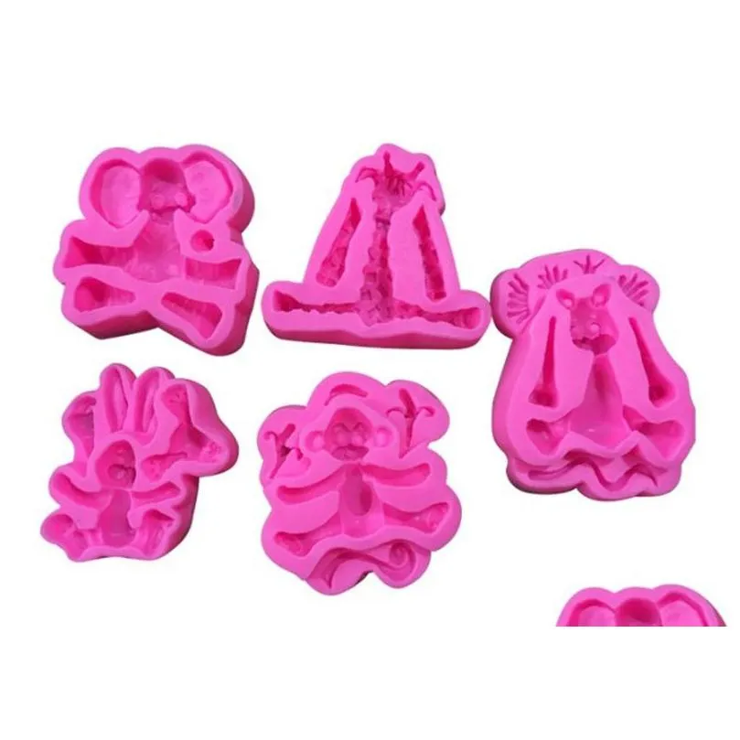 cartoon forest bakeware  elephant monkey giraffe rabbit animal silicon sugar baking moulds clay mold kitchen tools 4 8ty bb