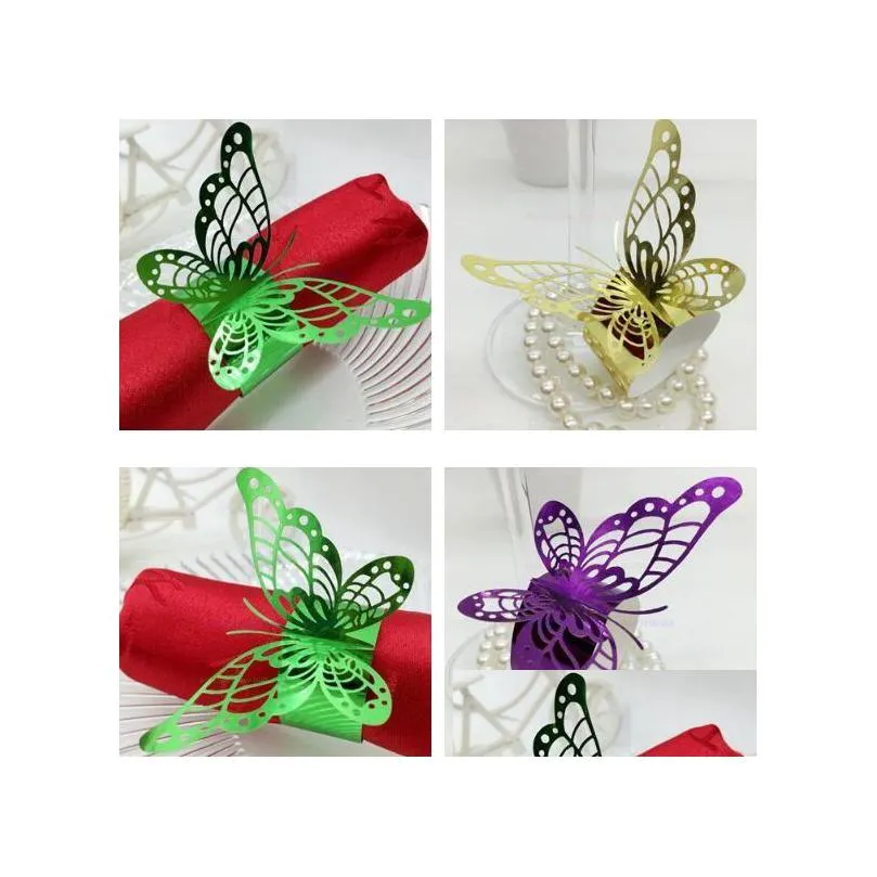 five colors napkin holder hollow out design butterfly napkins rings for wedding bridal shower favor decor 0 35rs b
