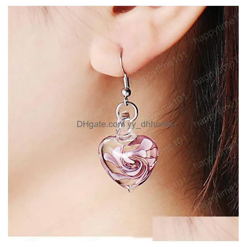 6 colors heart smooth inspired rotate pendant earrings spiral flower glass style crystal love earrings for party girls women
