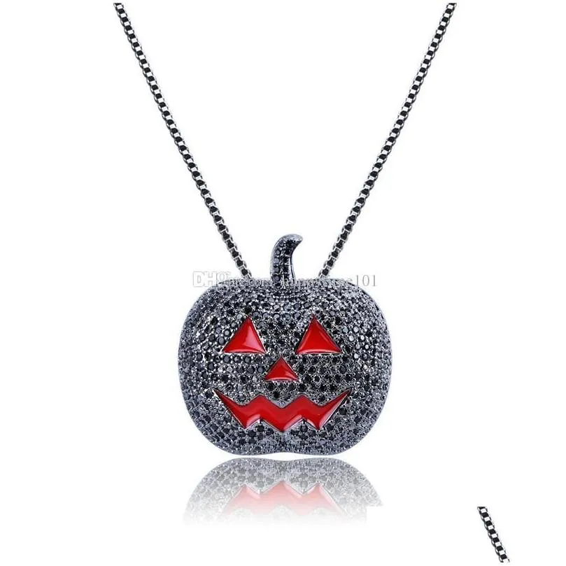 halloween mask pendant necklace men bling cubic zirconia hiphop jewelry ice out gold necklaces 