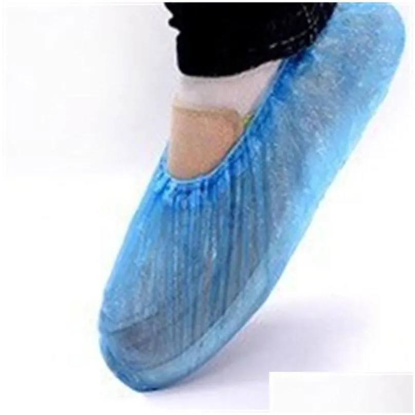 plastic waterproof disposable shoe covers rain day carpet floor protector blue cleaning shoe cover overshoes for home 10 m2