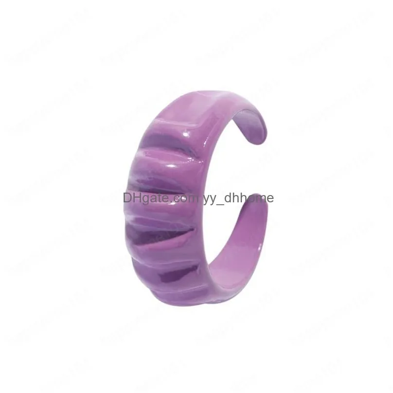 trendy handmade geometric irregular chain ring colorful open metal rings for women girls jewelry