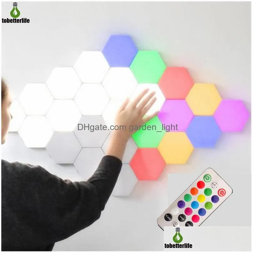 colorful diy quantum light touch sensor colorchanging night lamp 6pcs 10pcs modular hexagonal led wall bedroom