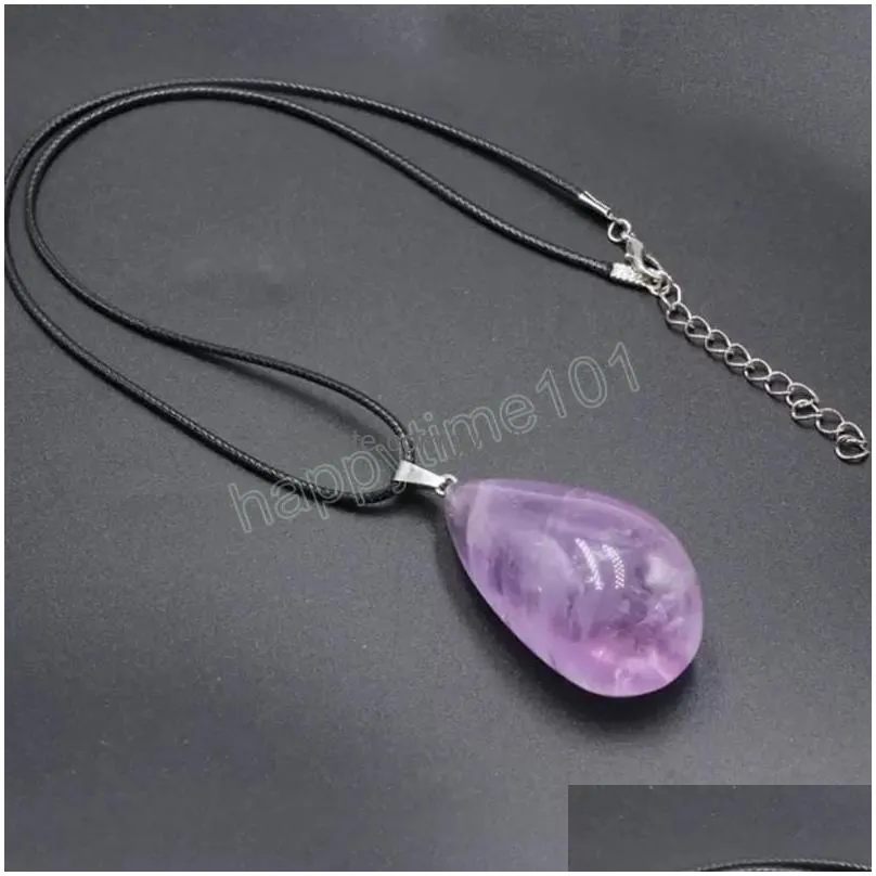 irregular natural purple crystal stone pendant necklaces with chain for women girl party club energy jewelry