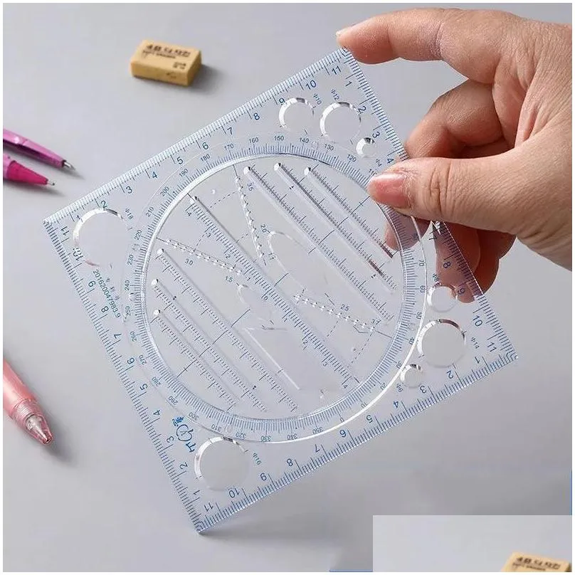 office school draw tool multifunctional drawing ruler angle and circle maker mathematical geometry template 878 b3