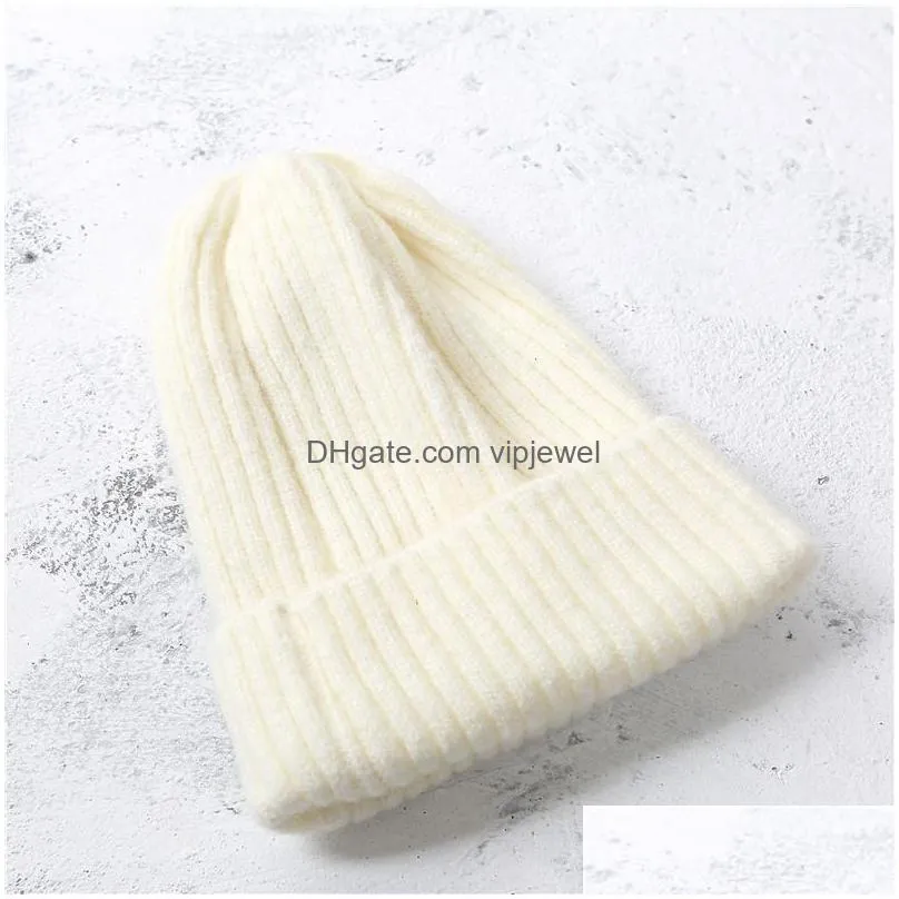 autumn winter candy color womens knitted hat lady warm beanies skull cap hat 24 colors