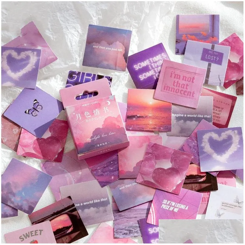 pink purple love material sticky diary stickers aesthetic scrapbook sticker for notebooks stationery supplies packing 46pcs 20211228