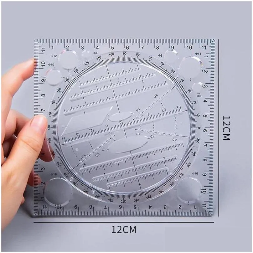 office school draw tool multifunctional drawing ruler angle and circle maker mathematical geometry template 878 b3