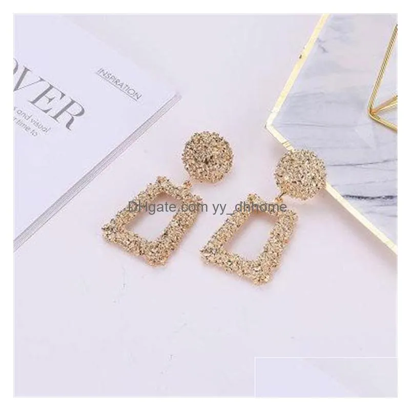 big vintage earrings for women color golden geometric statement earrings metal earrings hanging trend jewelry wholesale