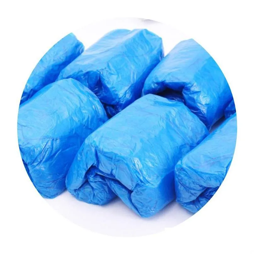 plastic waterproof disposable shoe covers rain day carpet floor protector blue cleaning shoe cover overshoes for home 10 m2