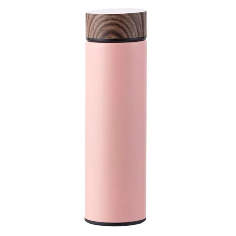 stainless steel vacuum flask water bottle wood grain lid drinking utensils kettle 4850 q2