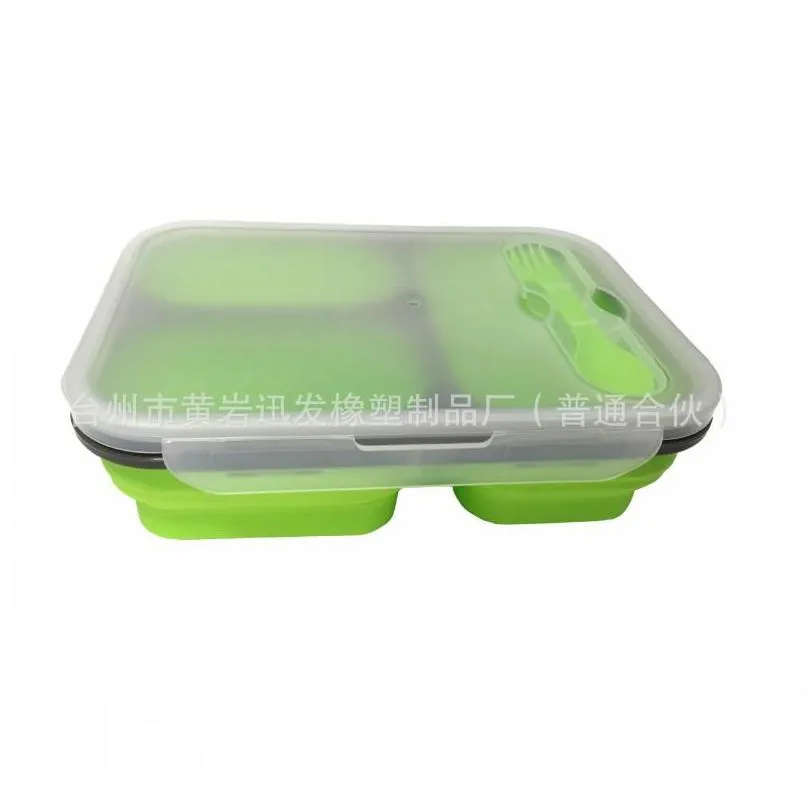 rectangle silica gel lunchbox with spoon fork student bento box resuable eco friendly tasteless silicone lunch boxes fashion 22xf b r