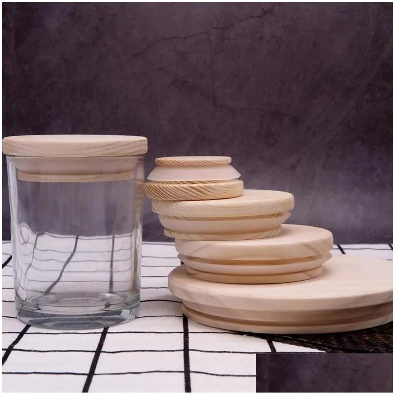 wooden kitchen storage mason jar lids 8 sizes environmental reusable wood bottles caps with silicone ring glass bottle sealing covers dust cover 935