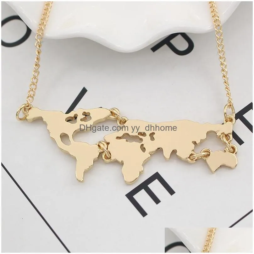 fashion globe world map pendant necklace hollow irregular geometric metal necklace teacher student graduation gift earth jewelry