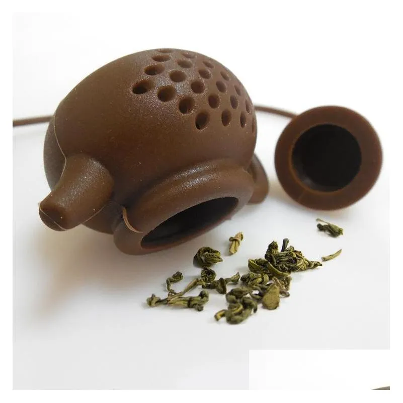 silicone teapot shape tea filter safely cleaning infuser reusable tea/coffee strainer tea leaks kitchen accessories 225 n2