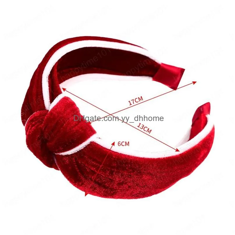 christmas velvet hairbands headwear for women wide knotted headbands fashion bezel hair hoop accessories