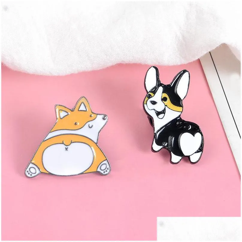 corgi butt enamel pins sweety cute dogs badge brooch bag clothes lapel pin cartoon animal jewelry gift for fans kids friend