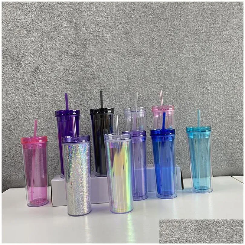 cheapest 10 colored 20oz acrylic skinnny tumbler with lid straw walled as reusable plastic cups clear straight travel water bottles 269