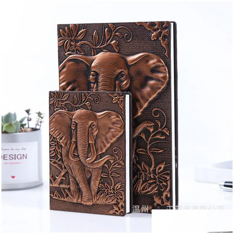 elephant journal embossed daily notepad leather writing notebook anaglyph retro sketchbook a5 lined bronze 868 b3