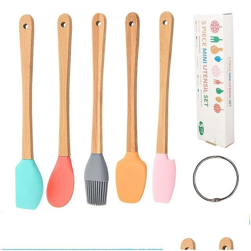 baking pastry tools mini silicone spatula scraper basting brush spoon for cooking mixing nonstick cookware kitchen utensils bpa 915