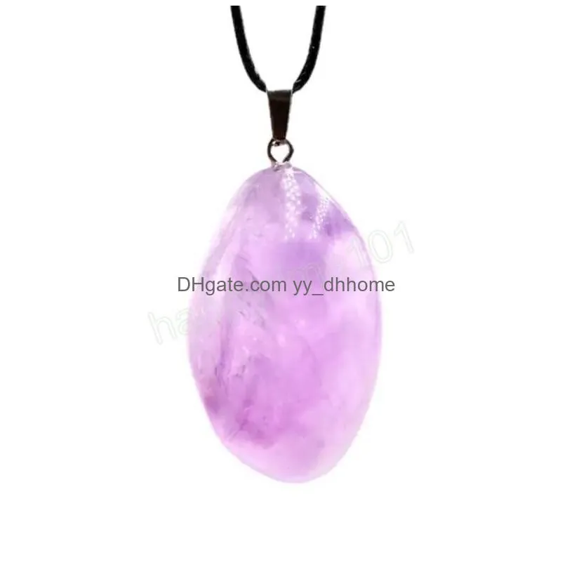 irregular natural purple crystal stone pendant necklaces with chain for women girl party club energy jewelry
