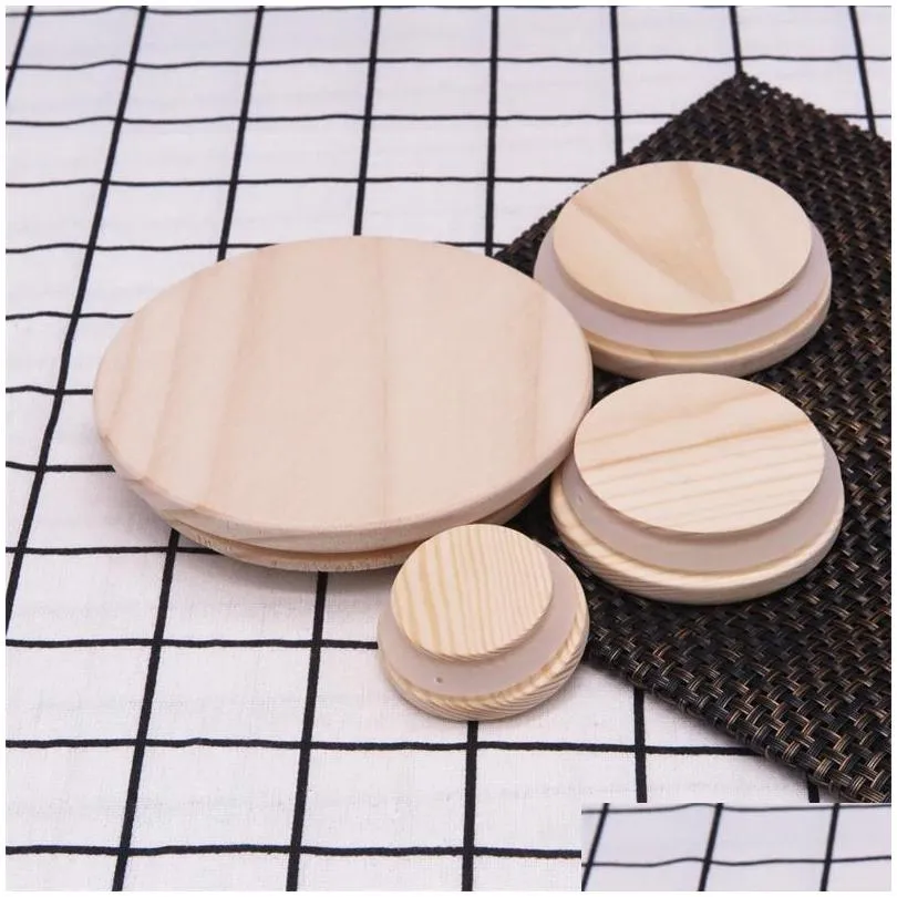 wooden kitchen storage mason jar lids 8 sizes environmental reusable wood bottles caps with silicone ring glass bottle sealing covers dust cover 935