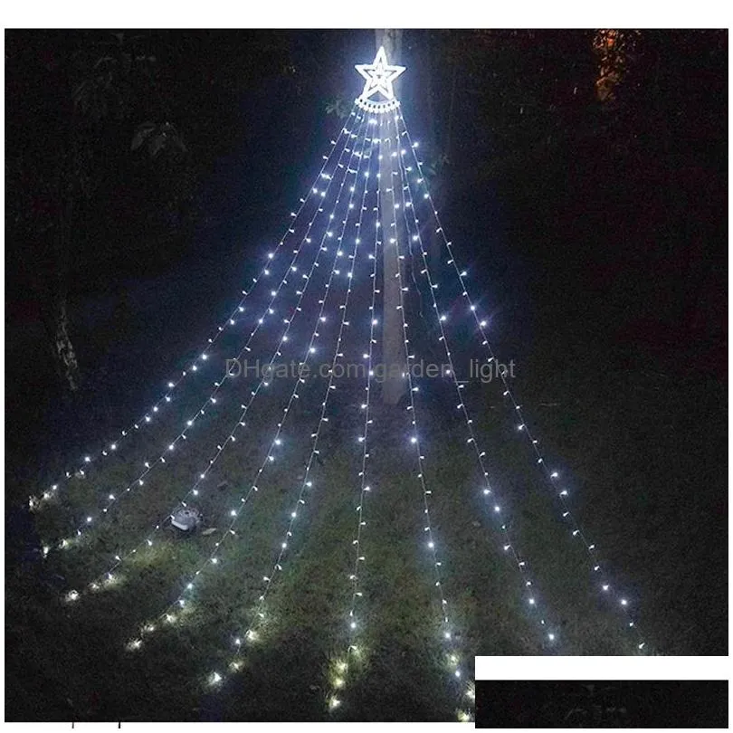 led fivepointed star waterfall string light outdoor garden lamp home party christmas decoration hanging lights