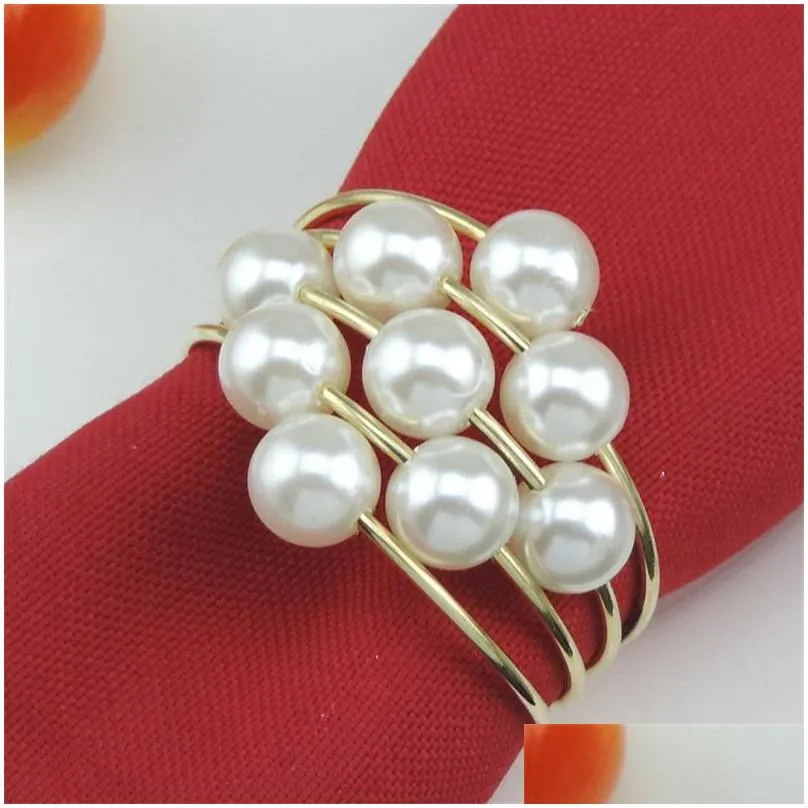 pearl napkins ring home furnishing model houses decoration napkin holders gold sliver color rings hot selling 3 6km l1