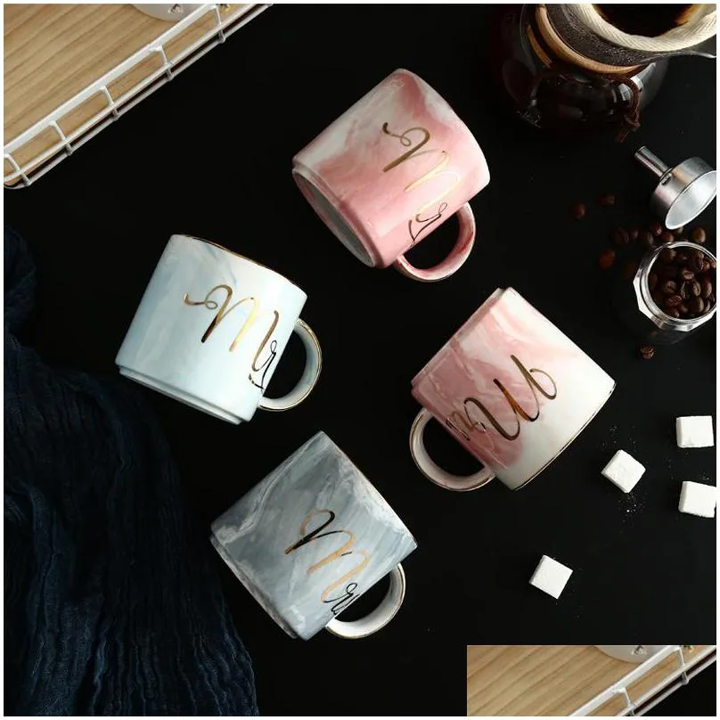 marble ceramic mug creative coffee cup multi color mr and mrs tea cups 13 23se c r