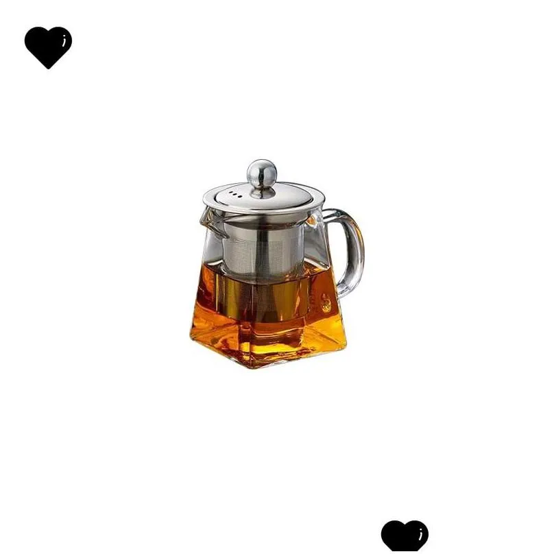 clear borosilicate glass teapot with stainless steel infuser strainer heat resistant loose leaf tea pot 90 n2