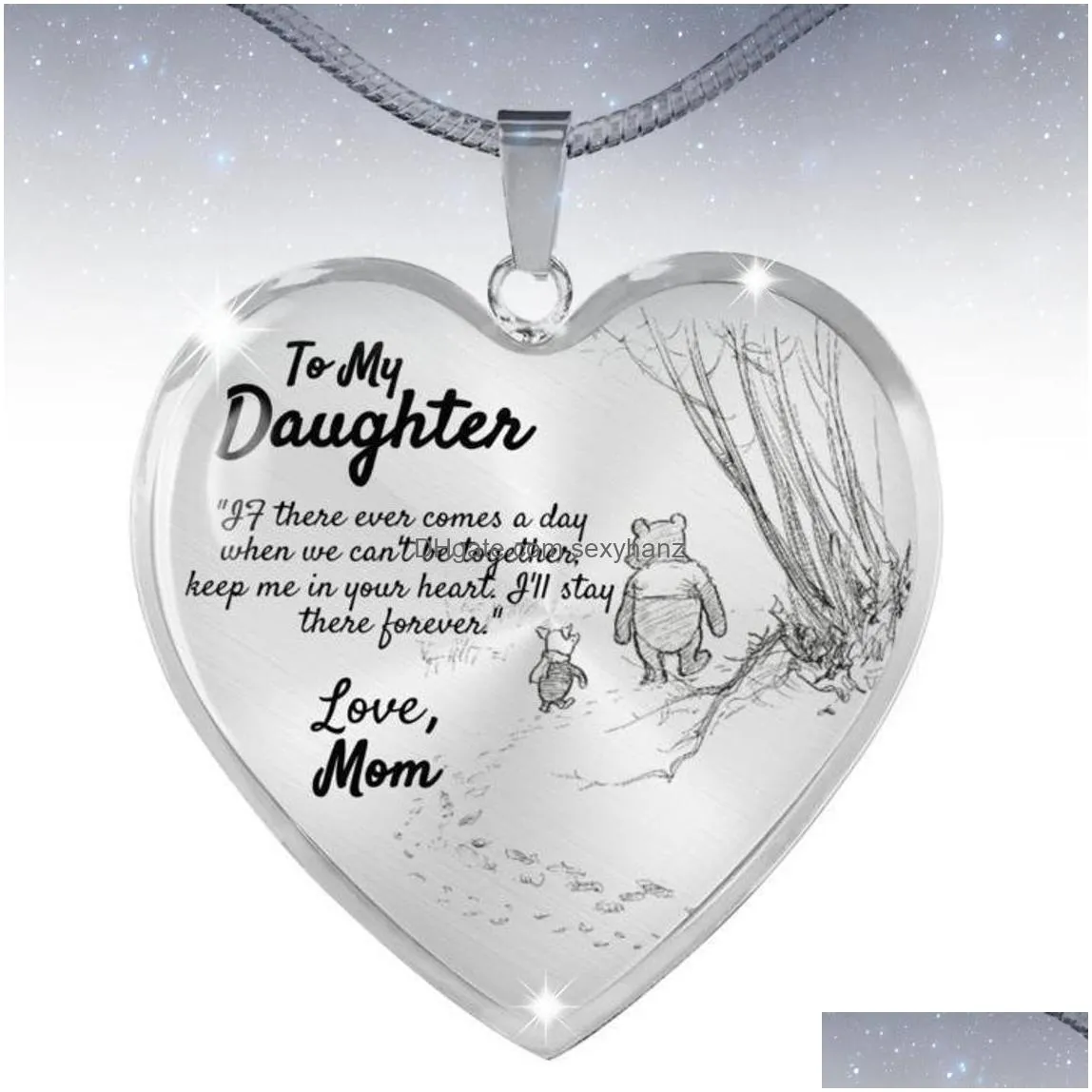 fashion jewelry love heart necklace to my daughter love dad mon heart pendnt necklace