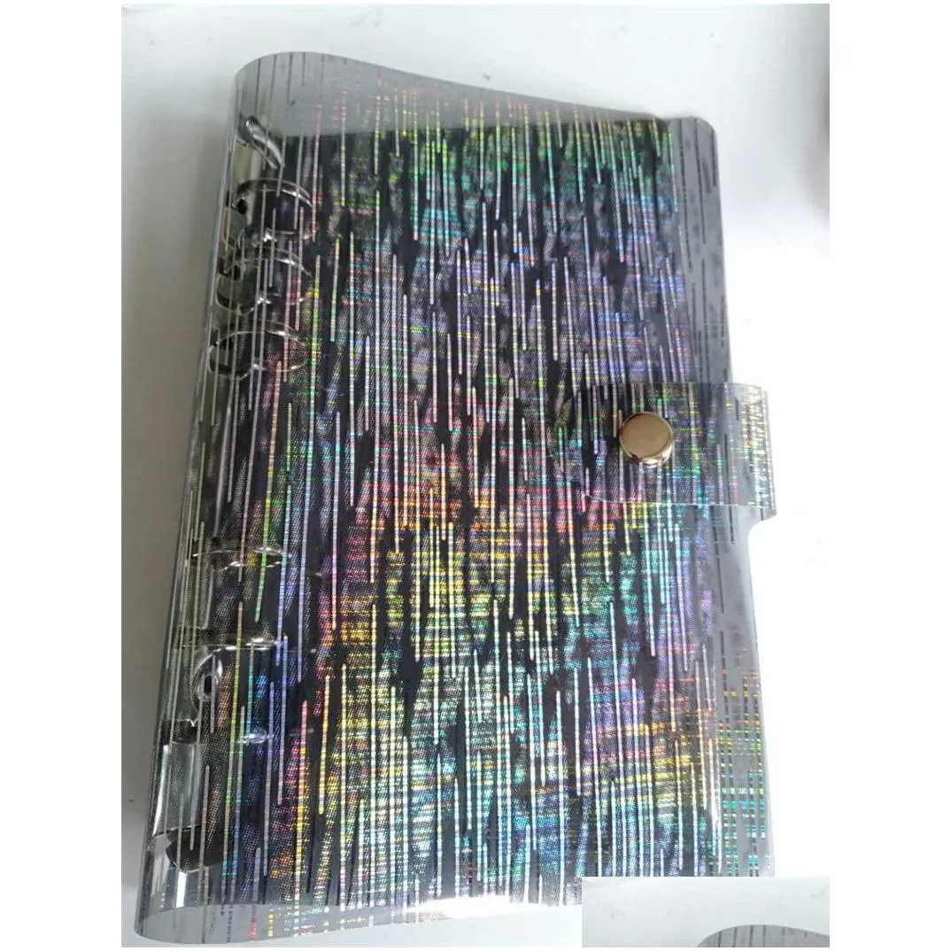 a6 binder cover refillable notepads shell rainbow laser transparent notebook diary notebooks planner school 19 l2