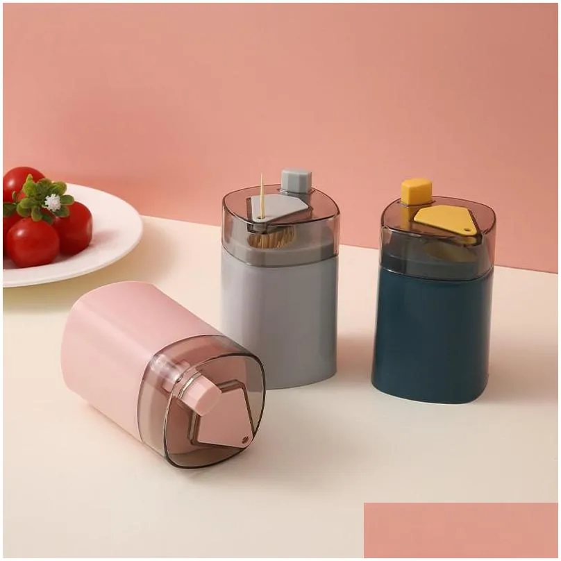 automatic toothpick holder container creative plastic household table toothpick storage box portable toothpick bucket dispenser 80 j2