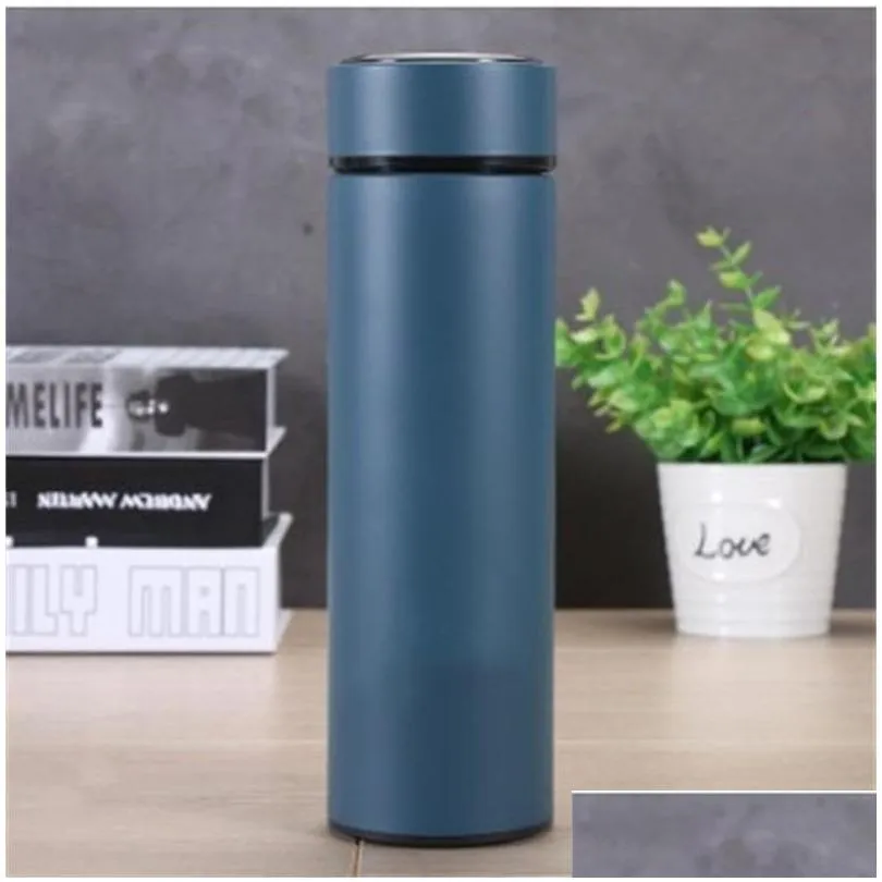 500ml 304 stainless steel cupsvacuum water bottle led touch leak proof display temperature travel outdoor sport mug customizable 12hb