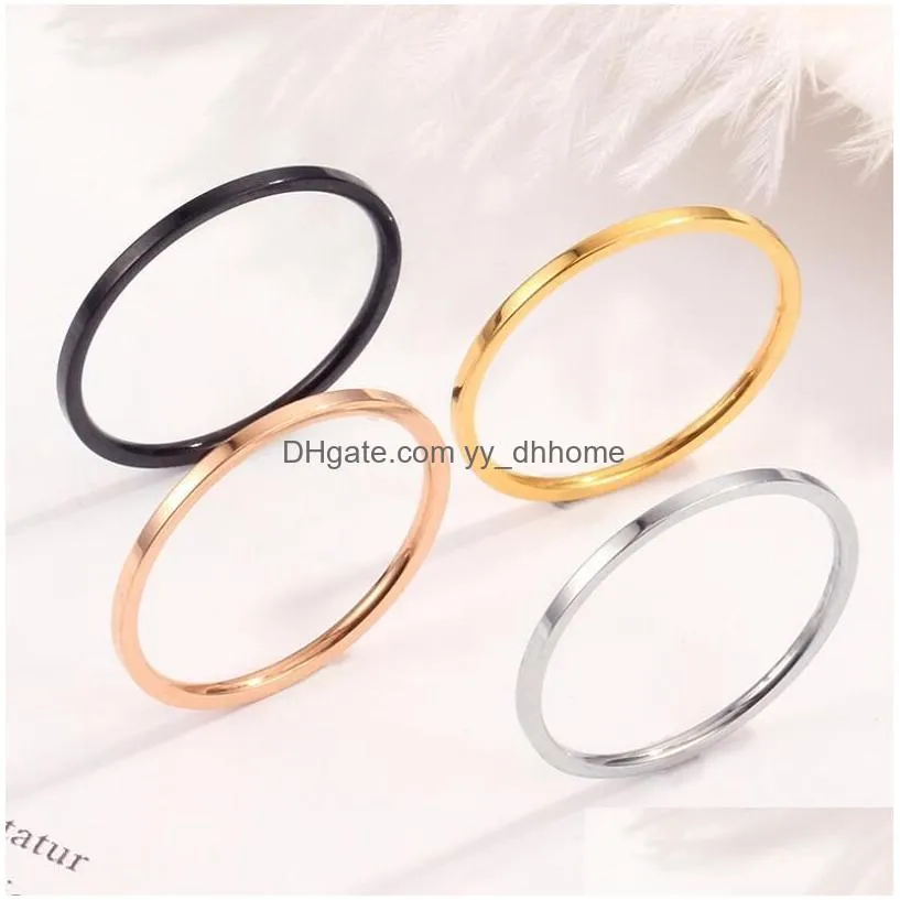 simple 1mm fine tail ring smooth titanium steel ladys ring metal alloy adjustable lady rings gold silver black rose gold jewelry size