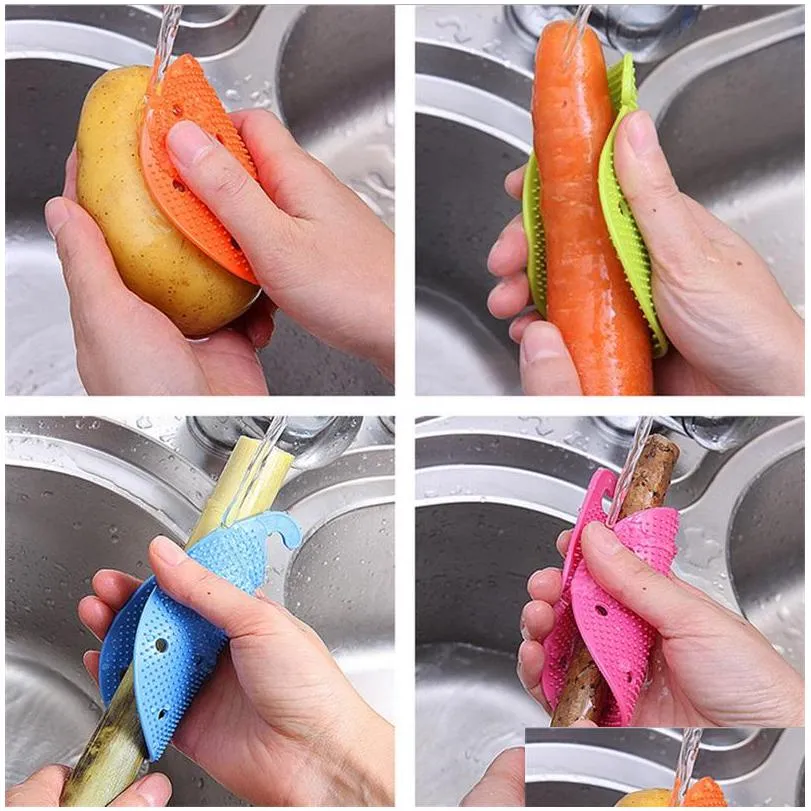 vegetable tools multi functional radish cleaning brushs kitchen easy to clean fruit brush colourful 1 15rx c r