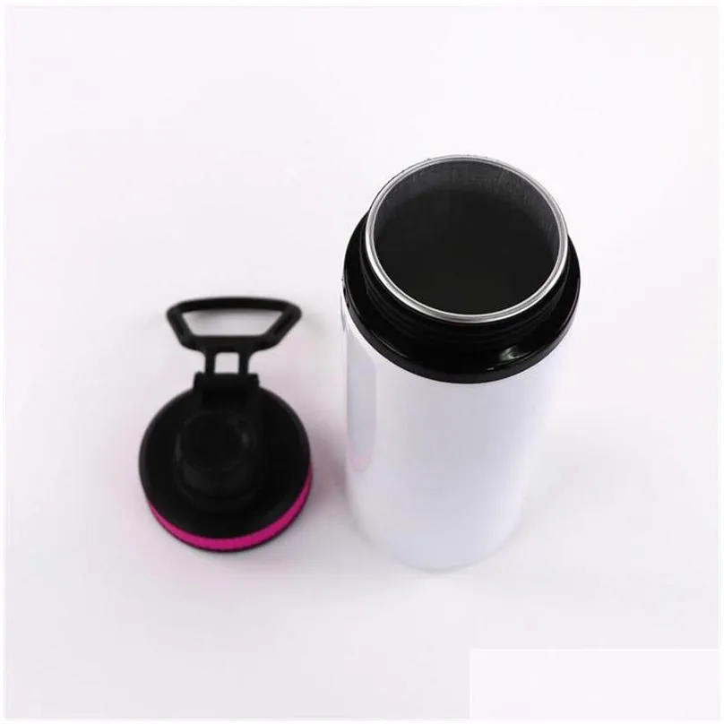 sublimation aluminum blanks water bottles 600ml heat resistant kettle sports white cover cups with handle sea shipping 1858 v2