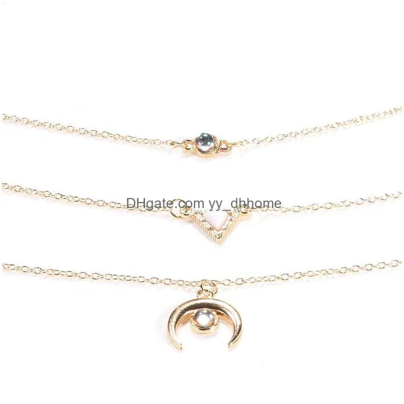 fashion girl gold color long tassel moon necklaces pendants for women multi choker necklace chain bijoux colar