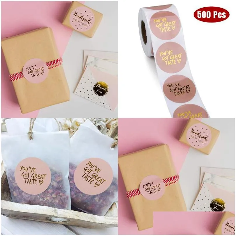 500pcs/roll youve got great taste stickers 1inch paper thank you stickers seal labels gold business packing label stationery sticker 426